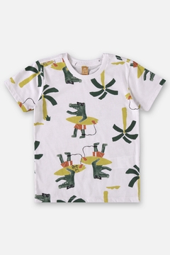 Conjunto camiseta com bermuda tecido jacare surf Up Baby - Helena Magalhães