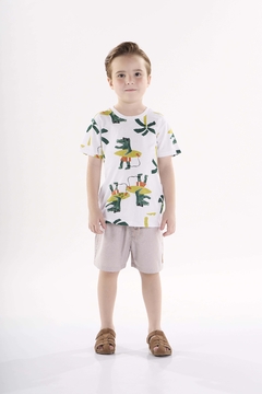 Conjunto camiseta com bermuda tecido jacare surf Up Baby