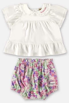 Conjunto bata algodao com tapa fralda tricoline floral Up Baby na internet