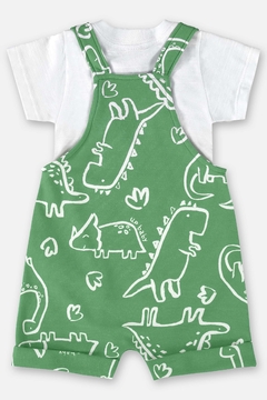 Conjunto Jardineira moletom e blusa verde dino Up Baby na internet