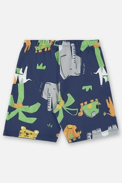 Pijama blusa com short algodao Up Baby azul animais