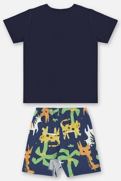Pijama blusa com short algodao Up Baby azul animais na internet