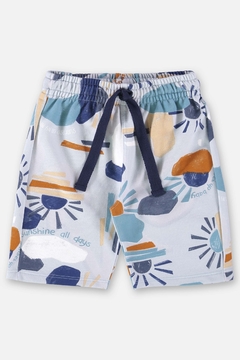 Conjunto camiseta com bermuda moletom horizonte azul Up Baby - loja online