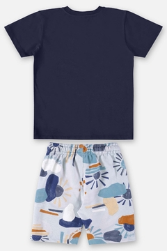 Conjunto camiseta com bermuda moletom horizonte azul Up Baby na internet