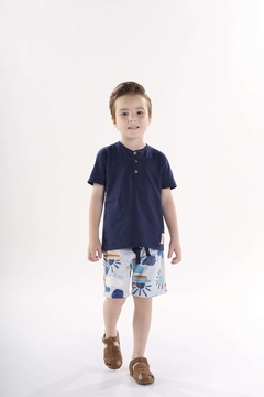 Conjunto camiseta com bermuda moletom horizonte azul Up Baby