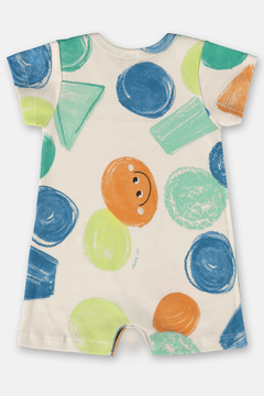 Macaquinho Up baby off white bolas com verde - comprar online