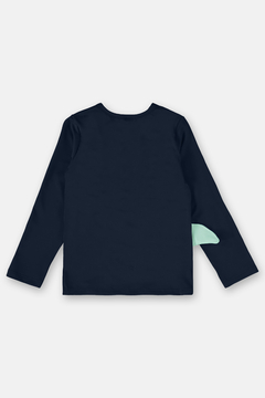 Conjunto camiseta e blusa Up baby em malha UV 50 azul fundo do mar - Helena Magalhães