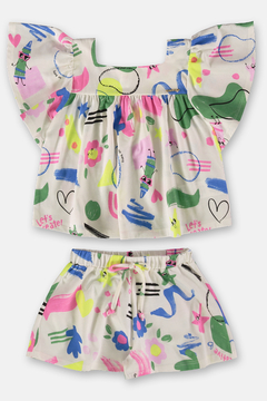 Conjunto blusa e short Up Baby off white cores - comprar online