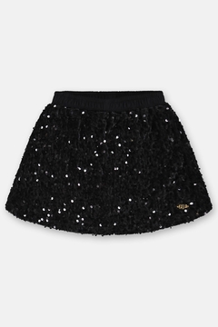 Imagem do Conjunto Up Baby blusa em tecido, saia e bolsa em veludo paete natural
