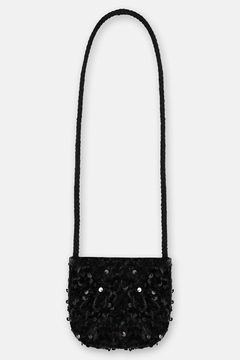 Conjunto Up Baby blusa em tecido, saia e bolsa em veludo paete natural