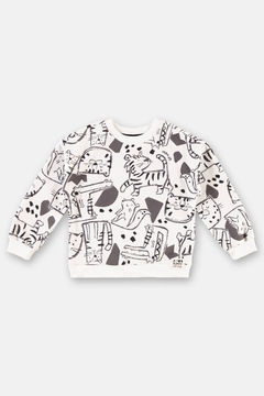 Conjunto Up baby blusao e calça em moletom animais preto e branco - loja online