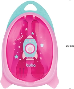 Imagem do Kit refeição com colher foguete rosa- Buba