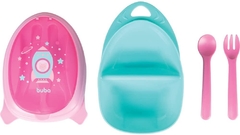 Kit refeição com colher foguete rosa- Buba - comprar online