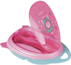 Kit refeição com colher foguete rosa- Buba na internet