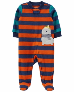 Macacão Carters fleece listras foca