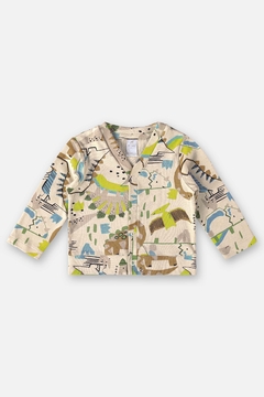 Cardigan em algodão bege dino Up Baby