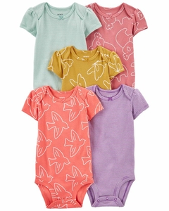 Kit body Carters manga curta 5 peças passaro borboleta coala