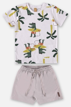 Conjunto camiseta com bermuda tecido jacare surf Up Baby - comprar online