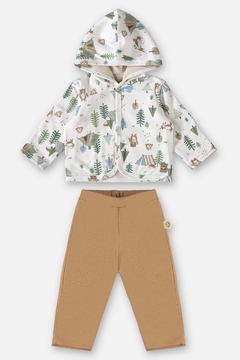 Conjunto Cardigan e calça em algodão camping Up Baby