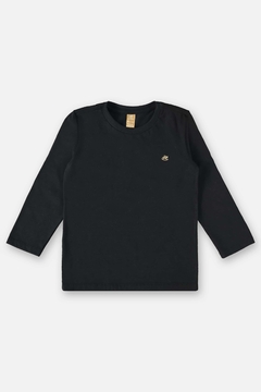 Camiseta manga longa algodao preto Up Baby