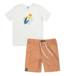 Conjunto King & Joe bermuda moletom e camiseta pais off white