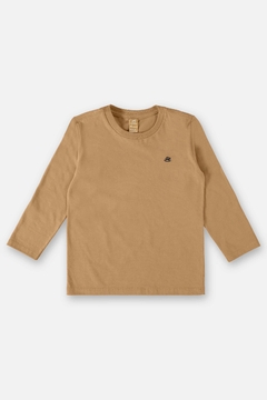 Camiseta manga longa algodao café com leite Up Baby
