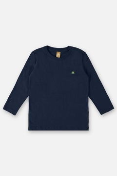 Camiseta manga longa algodao azul escuro Up Baby