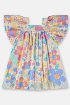 Vestido manga curta Up Baby creme floral