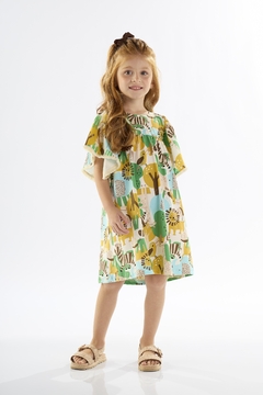 Vestido Up Baby creme com mostarda safari