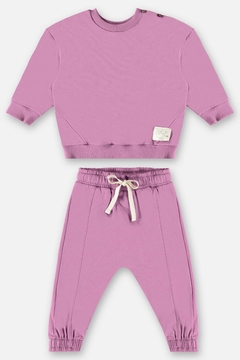 Conjunto blusao e calça em molecoton sustentavel lilas Up Baby