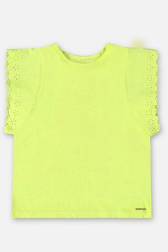 Blusa manga curta Up Baby amarelo fluor