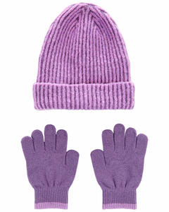 kit carters gorro e livas tricot lilas
