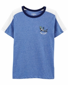 Blusa manga curta Oshkosh azul tubarão