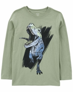 Blusa manga longa Carters verde Dino