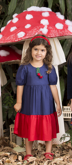 Vestido Recortes Galles marinho e vermelho-Precoce na internet