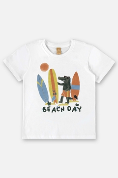 Camiseta manga curta beach day natural Up Baby