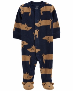 Macacão carters com pe e botão fleece azul dog