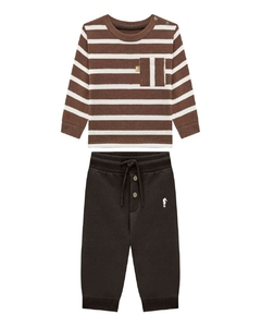 Conjunto camiseta listrada e calça moletom Henna Onda Marinha - comprar online