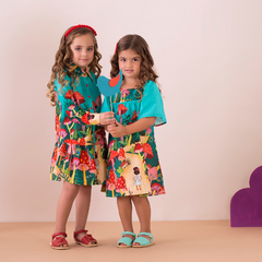Vestido recortes barrado caminho encantado-Precoce na internet