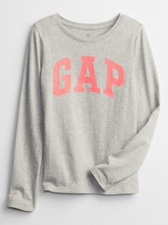 Blusa manga longa em algodão creme logo rosa GAP