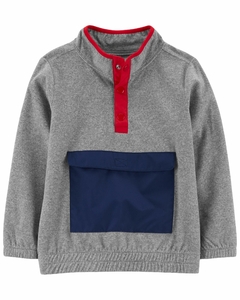 Pullover carters fleece cinza com azul