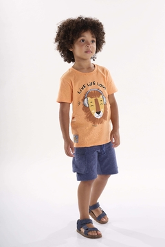 Conjunto malha com moletom Up Baby Tangerina leão