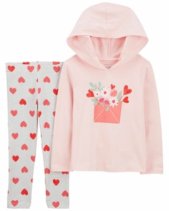 Conjunto carters 2 peças legging e blusa manha longa rosa flor