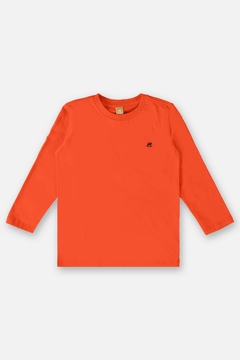 Camiseta manga longa algodao vermelho alaranjado Up Baby