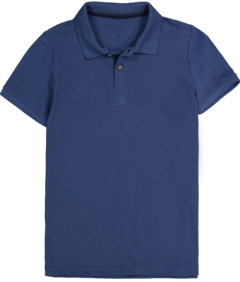 Polo infantil Ogochi MC essencial slim pique azul