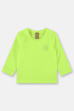 Camiseta manga longa praia malha UV 50 Up Baby verde fluor