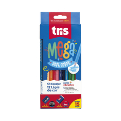 KIT LAPIS COR TRIS MEGASOFT CJTO 12 CORES 15PC