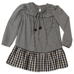 Vestido Precoce evasê manga longa xadrez - comprar online