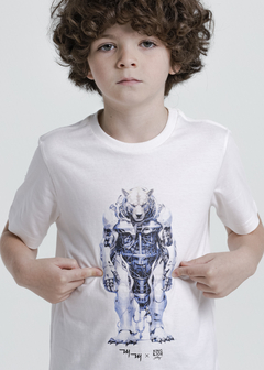 Camiseta Collab Gato King & Joe play off white