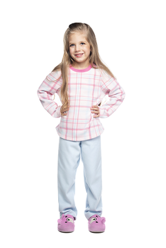 Pijama xadrez azul c rosa soft- Have Fun - comprar online